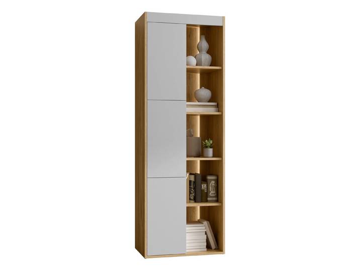 MIRJAN24 Vitrine Fiore 60 3D (mit drei Drehtüren) Warmweißer LED-Beleuchtung, 60x39x176 cm