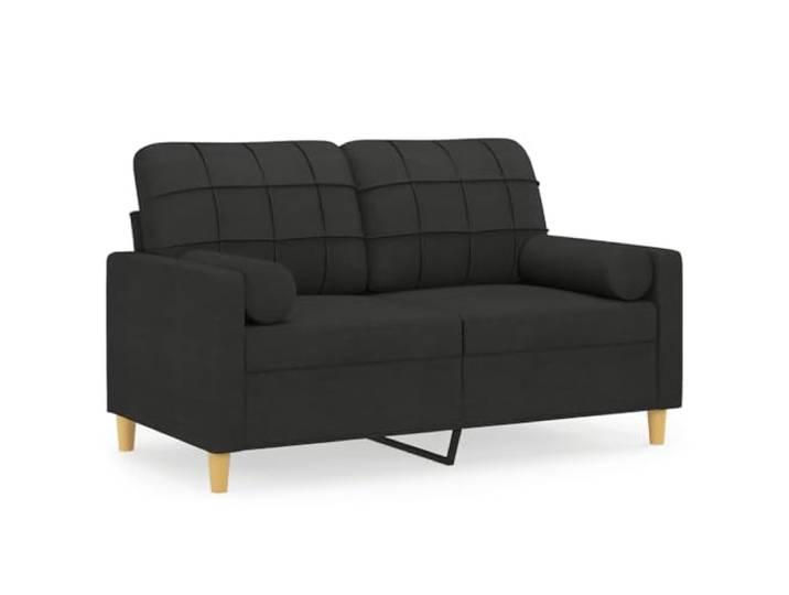 GHVBNMF 2-Sitzer Sofa mit Zierkissen Schwarz 138cm Polstersofa Stoff Modernes Zweisitzer-Sofa für Wohnzimmer und Schlafzimmer mit abnehmbaren Kissenbezügen und stabilem Metallrahmen.