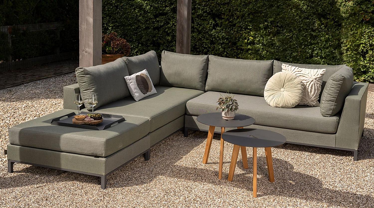 home24 Loungesofa - 3-teilig - Aluminium / Webstoff