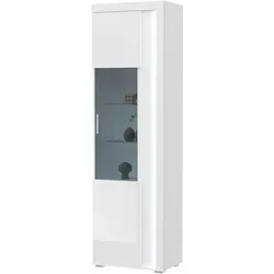 VITRINE weiß Hochglanz 60 x 200 cm, Soft-Close-Funktion, inkl. Beleuchtung