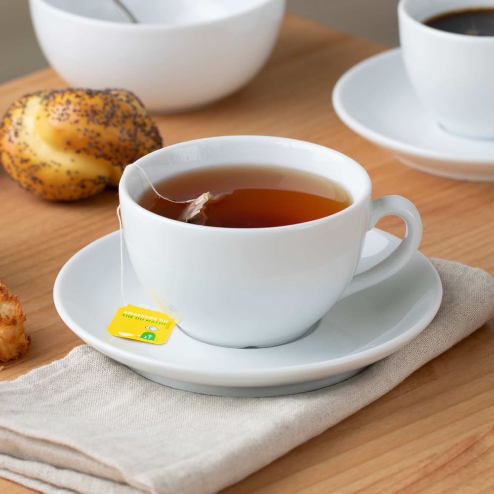 Medard de Noblat Taza té con platito (x6) porcelana blanco