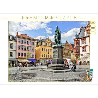 CALVENDO Puzzle Der Marktplatz in Coburg mit dem Prinz Albert Denkmal, Oberfranken, Bayern | 1000 Teile Lege-Größe 64x48cm Foto-Puzzle für glückliche