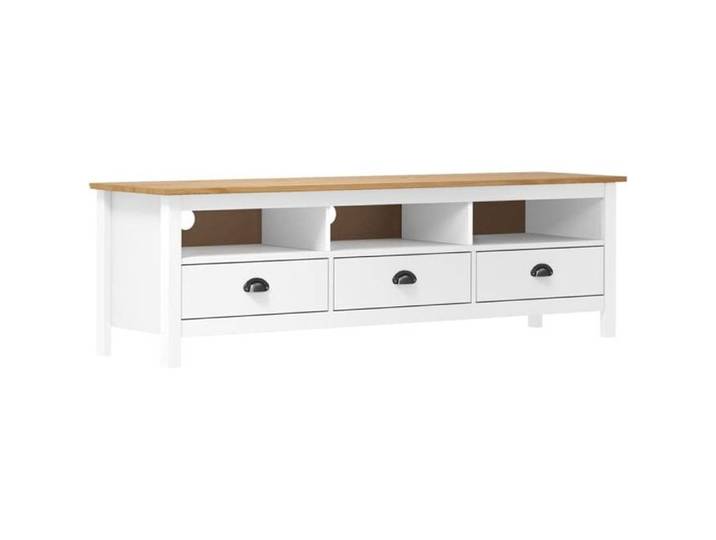 Meuble TV Hill Range Blanc 158x40x47 cm Bois de pin solide 288930