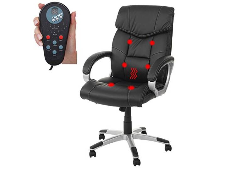 Mendler Massage-Bürostuhl HWC-A71, Massagefunktion, Kunstleder - schwarz