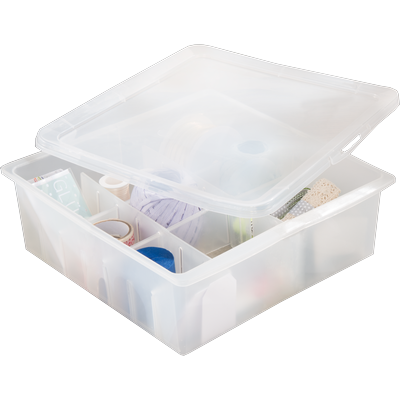 Aufbewahrungsbox RUCO, transparent, B:27cm H:10cm T:28cm, Kunststoff, Aufbewahrungsboxen, Aufbewahrungsbox, mit Deckel, 16 Fächer, Ideal für Christbaumkugeln, Kosmetik