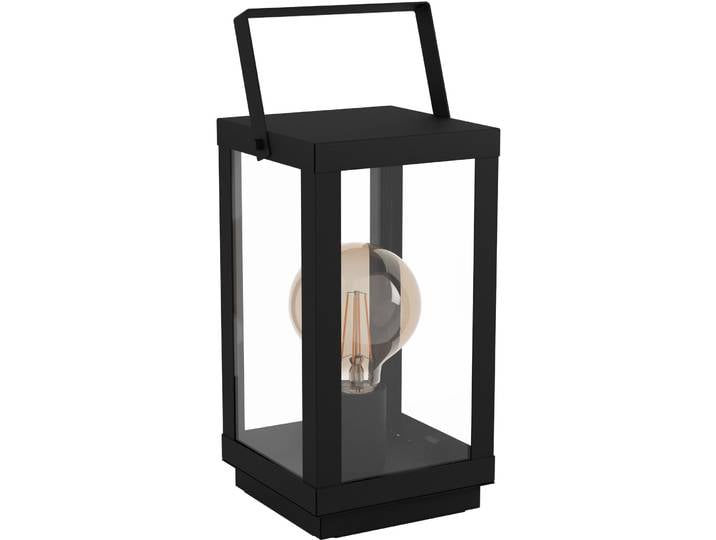 Eglo Tischlampe Bradford 1 Schwarz, transparent Stahl, Glas H 37 cm