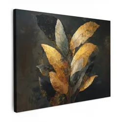 LEINWANDBILD Golden Leaf Komposition - Botanical Luxury Wandbilder 80x60 cm