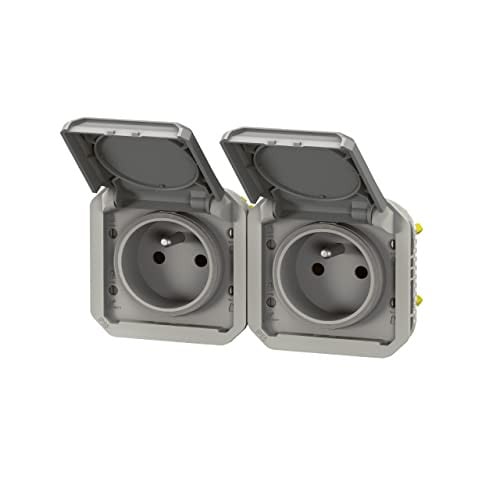 Legrand Plexo 069562L Stopcontact - 2 x 2p+t - Horizontaal - Grijs - Componeerbaar
