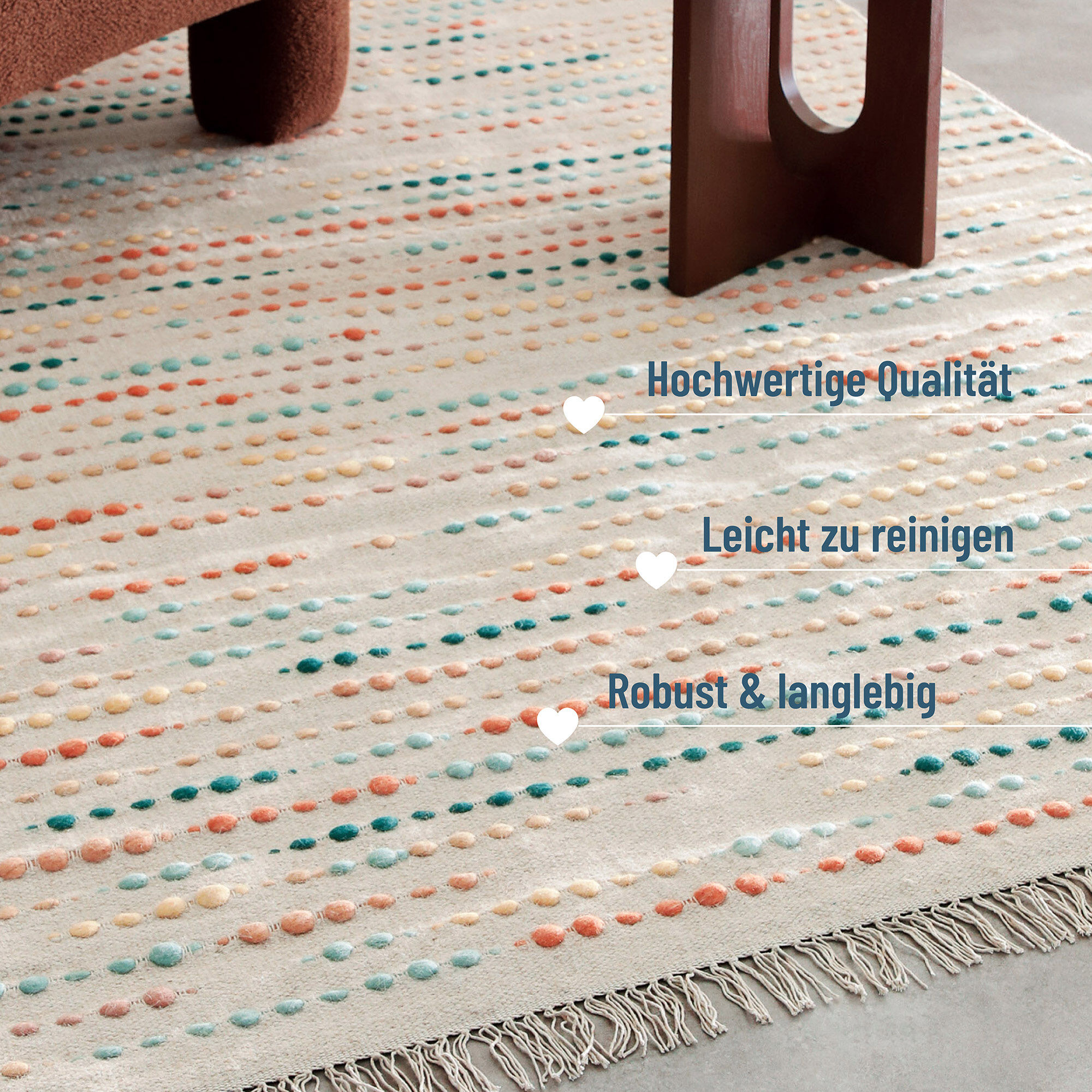 Teppich WECON HOME "Maddie", bunt (multi), B:160cm H:11mm L:230cm, Schurwolle, Teppiche, Teppich, handgewebt, robust, strapazierfähig, skandinavisch, Naturfaser multi B : 160cm 1 Stk., 11mm, L: 230cm