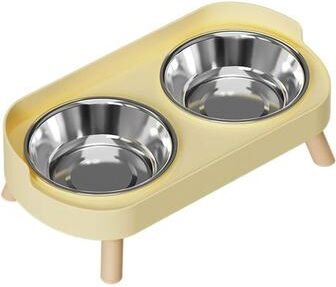 Uplift Essentials Elevated Stainless Steel Cervical Protection Dual Bowl yellow