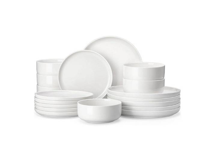 LuxusKollektion Tafelservice 18-Tlg. Weiß Porzellan Tafelservice Kombiservice inkl. Speiseteller