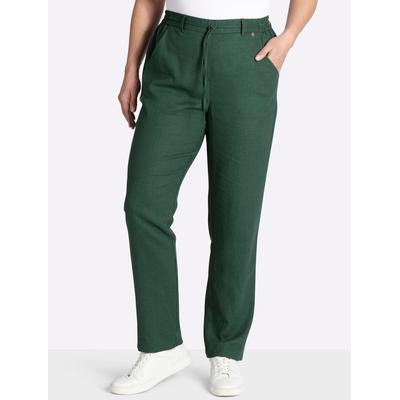 Jogger Pants SHEEGO, Damen, Gr. 48, Normalgrößen, grün (moos), 55% Leinen, 45% Viskose, unifarben, Hosen