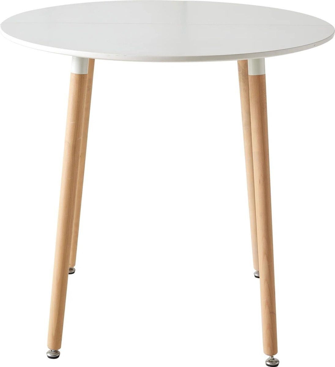 RM Store® Moderne Ronde Eettafel in Scandinavische Stijl met Beukenpoten - Wit - Diameter: 80 cm