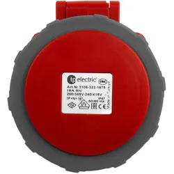 CEE-Anbausteckdose 16A 5P Einbausteckdose IP67 gerade 75×75 TP ELECTRIC 3106-322-1675