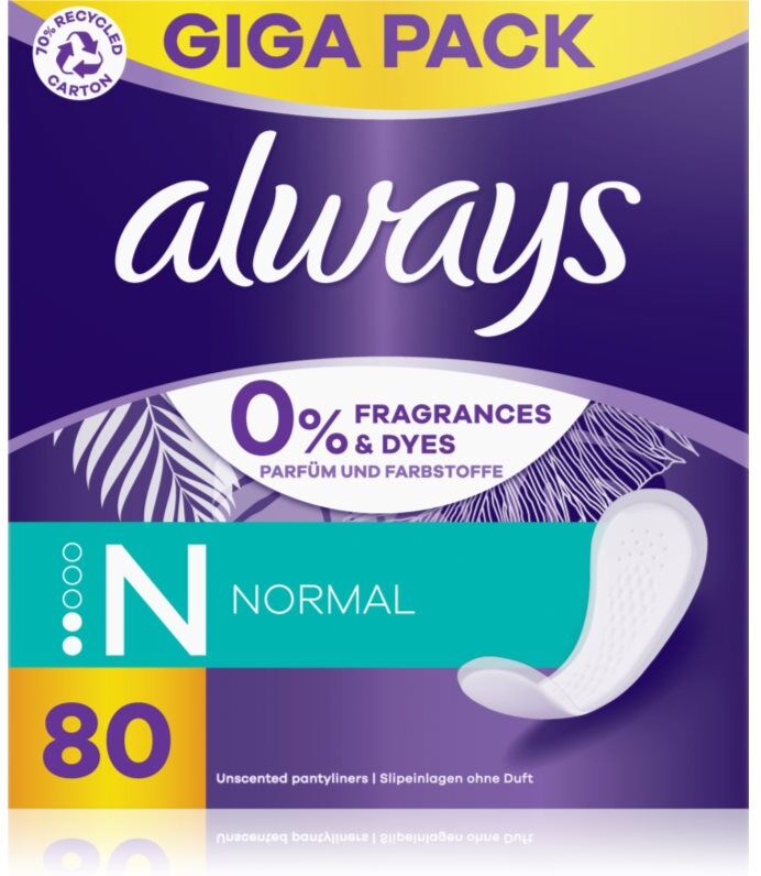 Always Daily Fresh Normal protège-slips sans parfum 80 pcs