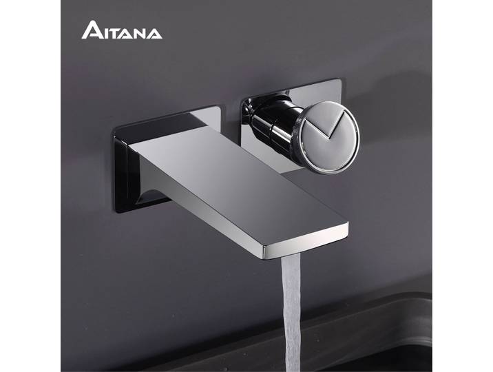 Robinet de salle de bain de luxe en laiton chromé, design mural, monocommande, double contrôle chaud/froid à 2 trous, robinet de lavabo simple