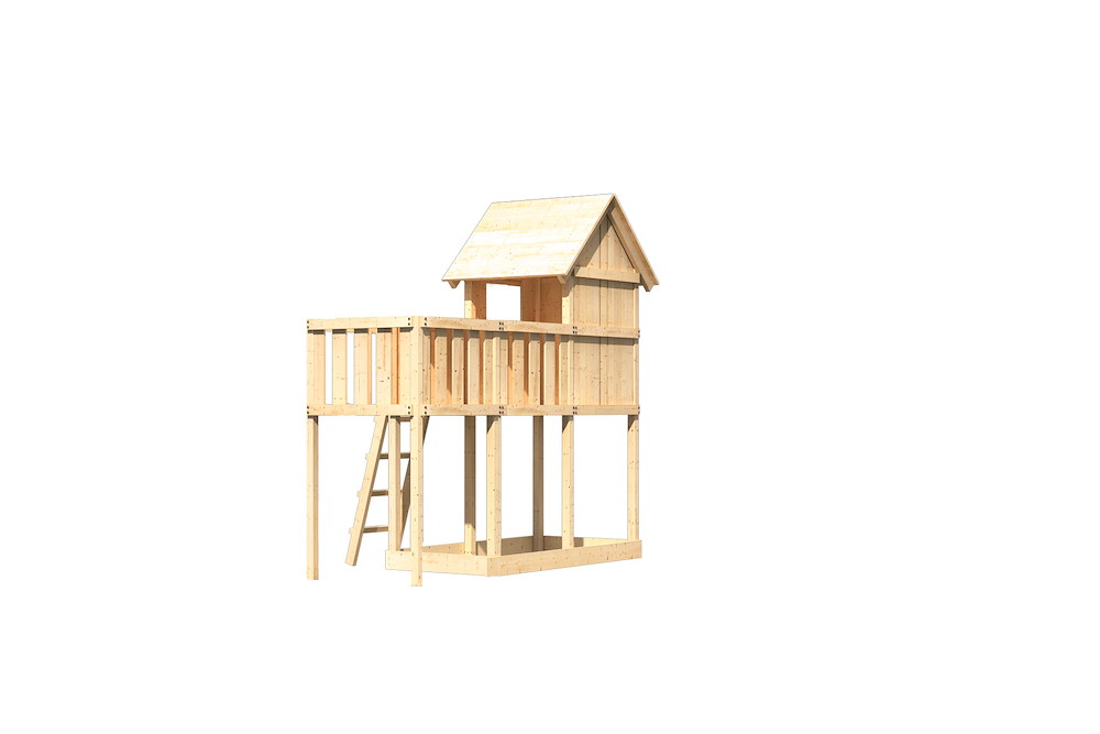 KARIBUHOLZT Akubi Stelzenhaus Frieda natur mit Anbauplattform 16938235
