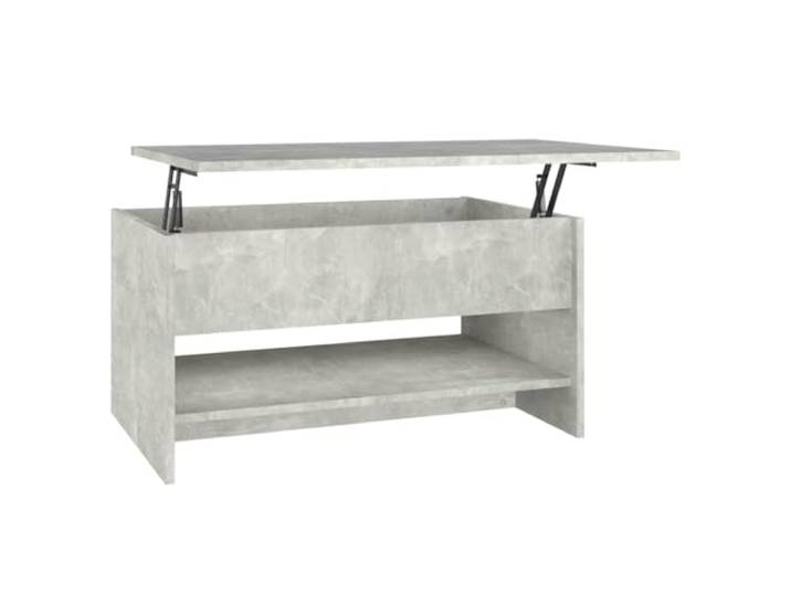 Favemtsl Couchtisch Betongrau 80x50x40 cm Holzwerkstoff Wohnzimmertisch Höhenverstellbare Tischplatte und verstecktes Staufach für das Wohnzimmer, sorgt für Ordnung und Komfort.