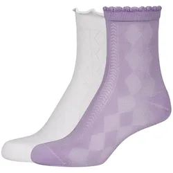 2er Pack camano Ca-Soft Structured Ankle Socken Damen 4708 - pastel lilac 35-38
