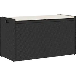 vidaXL Outdoor-Sitzbank mit Stauraum und Kissen Schwarz 100 cm