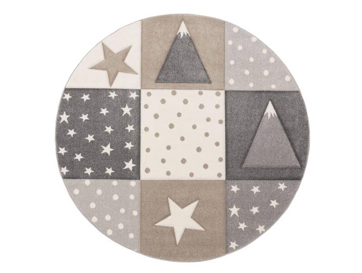 Paco Home Cosmo 340 Beige 200D, Beige, Kunststoff, Rund, 200x200 cm, Teppiche und Böden, Teppiche, Kinderteppiche