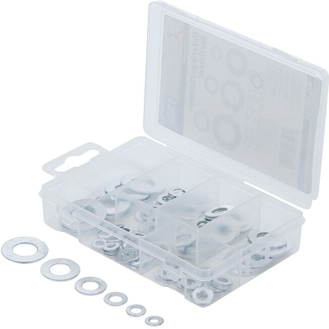 BGS Assortiment de rondelles, Ø 4 - 12 mm (diamètre intérieur), 130 pièces ; BGS Do it yourself (88133)