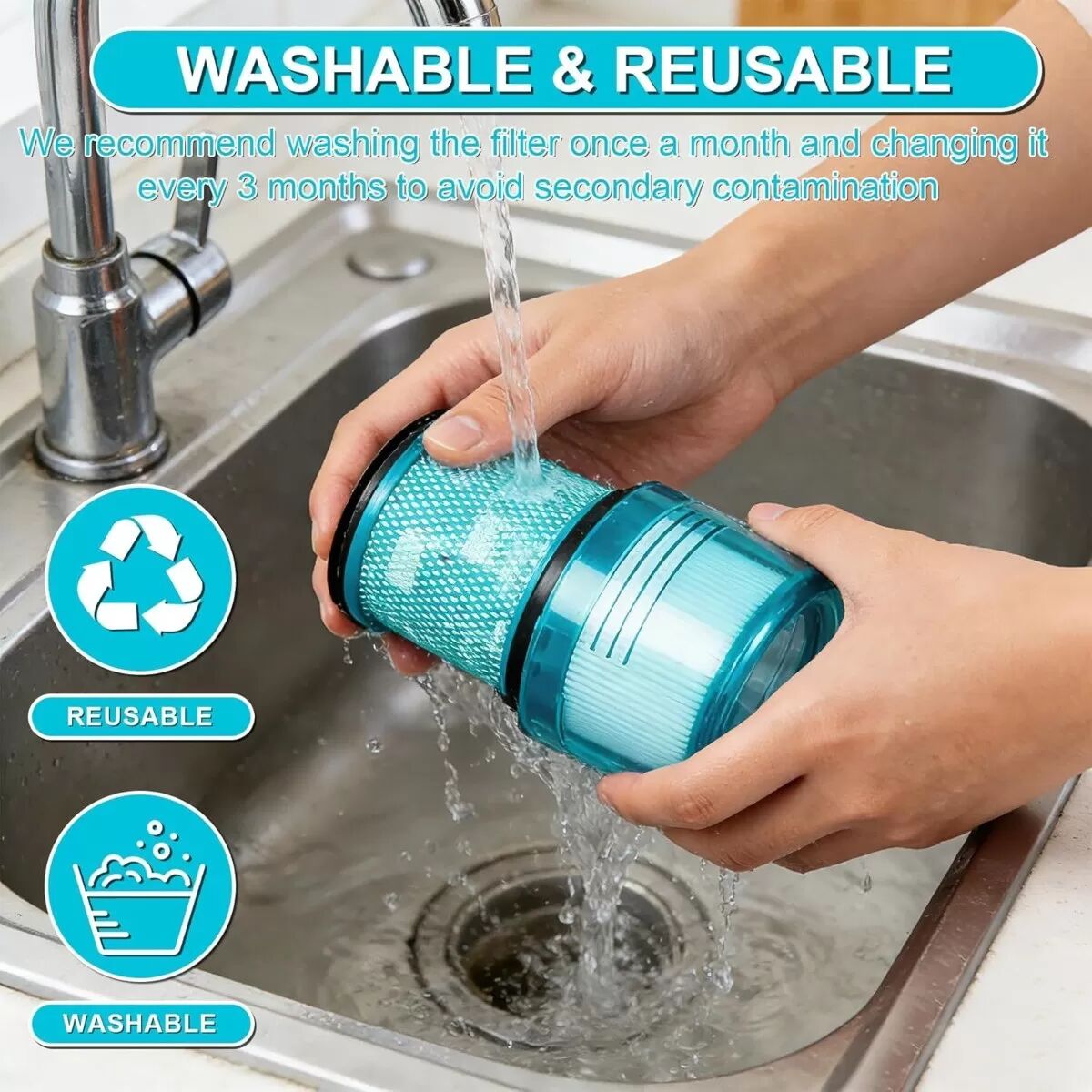 INF Ersatzfilter-Set kompatibel mit V12 Detect Slim Staubsauger — ABS+Filter Cotton, 3 Filter + Reinigungsbürste
