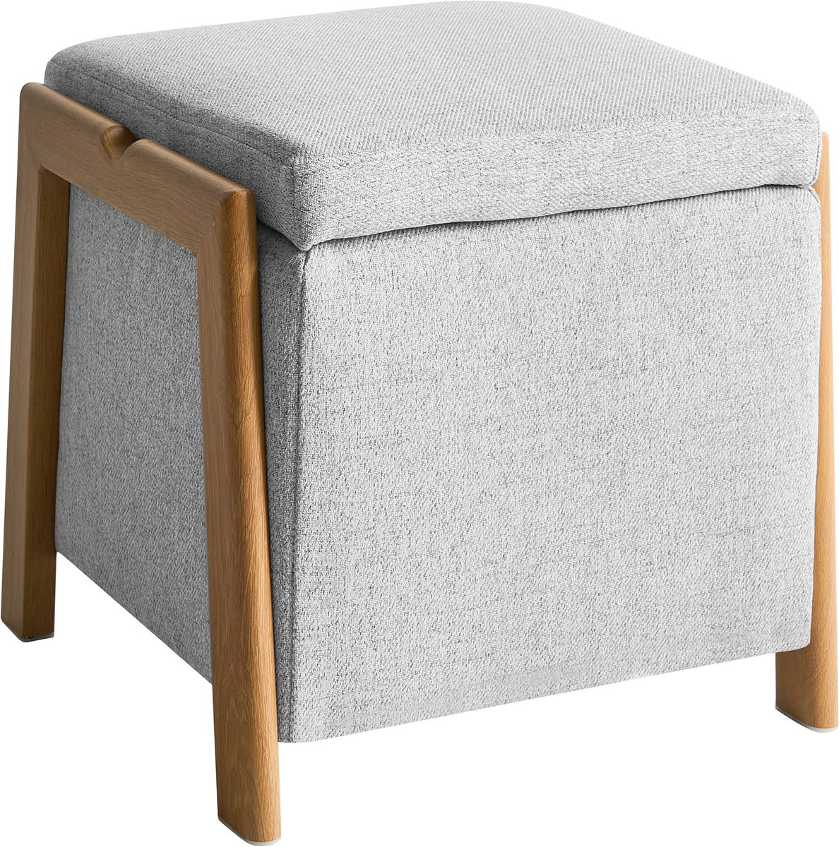 Beliani Poef met opbergruimte - Soft body - Stoffen - Lichtgrijs