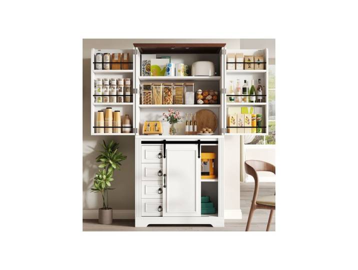Buffet de cuisine - Armoire haute - Anti-basculement - Soft-close - 4 tiroirs