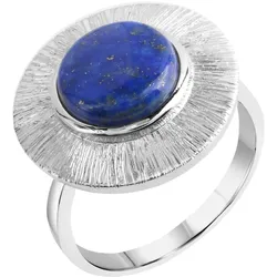 Zeeme Gemstones Ring Silber 925 rhodiniert glanz/matt mit echtem Lapis 10mm