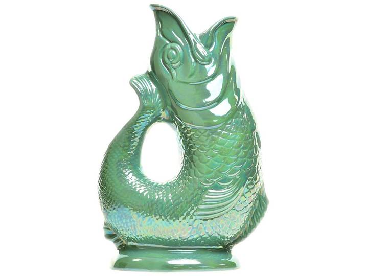 Gluckigluck Wasserkaraffe, (Original Gluggle Jug aus England), mit Gluckergeräusch, handgefertigt, ikonisches Fisch-Design, 1,2 L