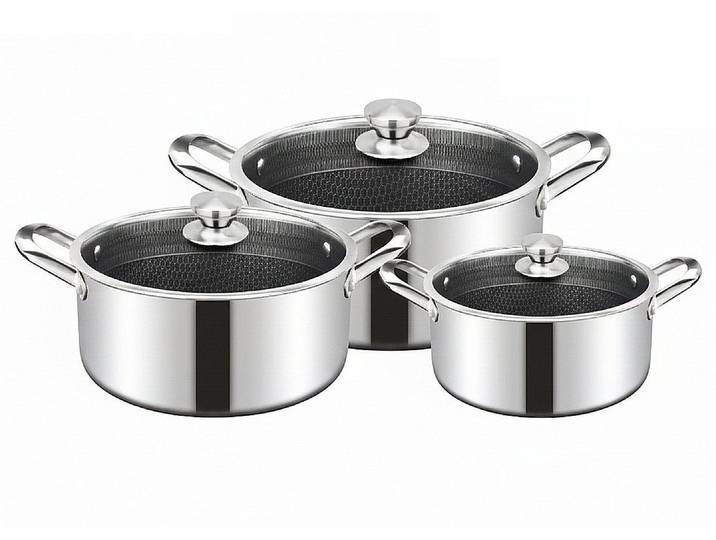 Cheffinger Topf-Set Kochtopf Kasserolle Topf Set 6-tlg Edelstahl Induktion Cheffinger, Material: Edelstahl, Glas