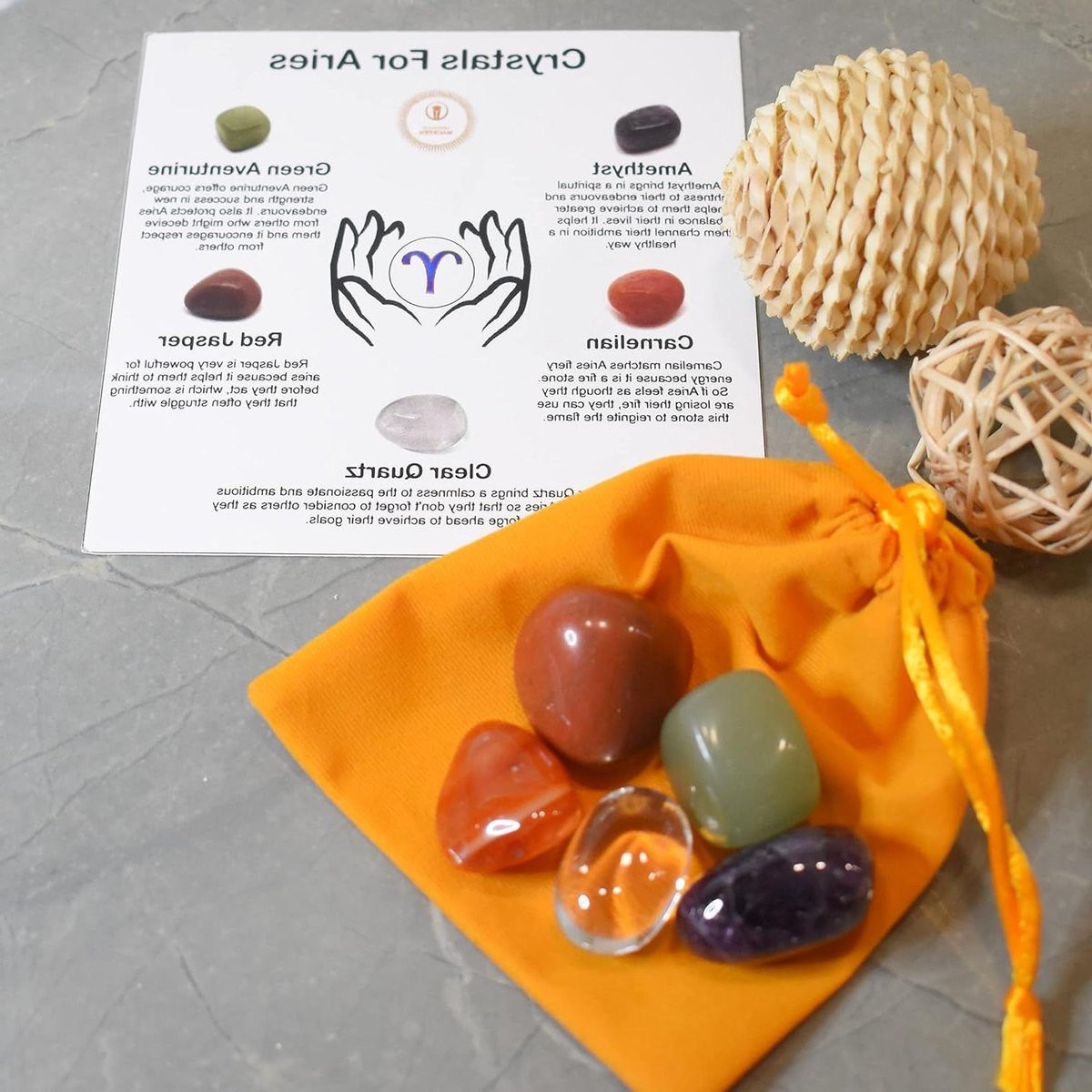 Natuurlijke Healing Stenen Zodiac Kit voor Emotionele Balans en Geduld - Set van Vijf - Multicolor