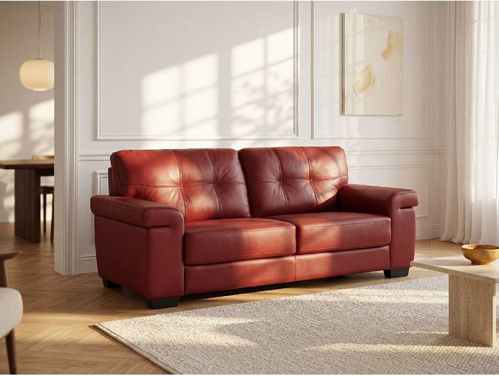 Ledersofa 3-Sitzer - Rot - HAZEL