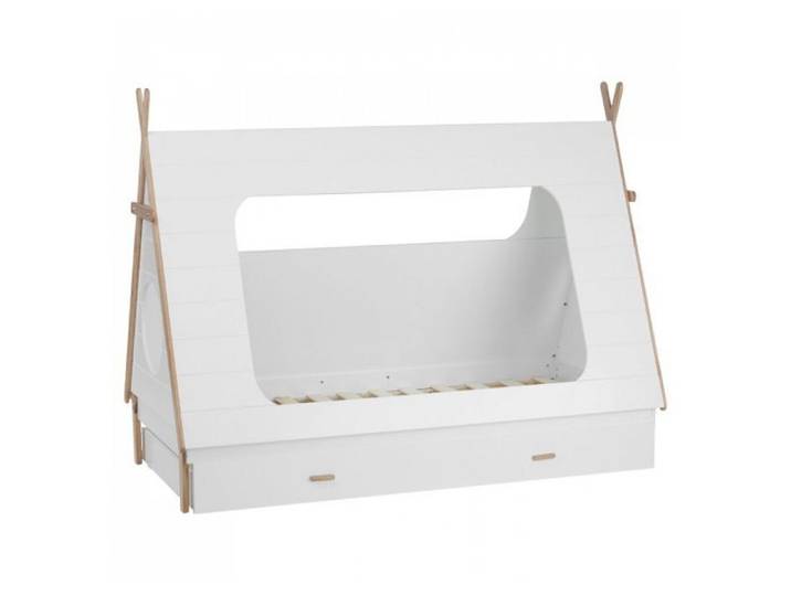 TIPI Lit Maison 90x200 cm Pin Blanc Tiroir