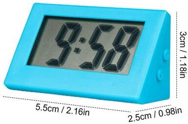 Universal Stock Mini Digital LCD Desk Clock Silent Portable Table Clock For Bedroom, Office & Dashboard blue