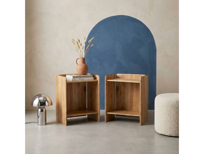 Sweeek - Lot De 2 Tables De Chevet Exotique Bois D'Acacia 2 Niveaux Naturel - Tara