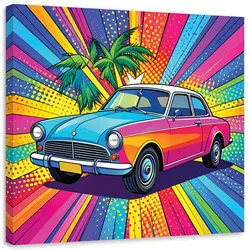 LEINWANDBILDER, Altes Auto im Pop Art Stil