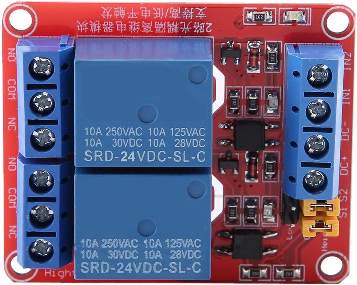 2-kanaals hoog laag niveau trigger relais module met dual optocoupler isolatie voor PLC controle 24V