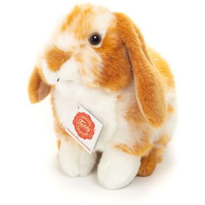 Teddy Hermann 93723 - Hase sitzend hellbraun weiß gescheckt, Bauernhoftier, Plüschtier, Stofftier, 20 cm