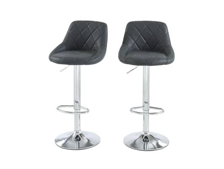 BAÏTA Barhocker 2er Set Matt PU schwarz mit silbernem Metallgestell