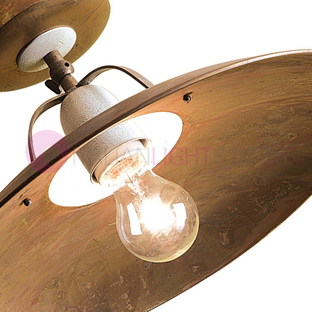 Fonso Plafoniera Lampada Soffitto Piatto Rustico D. 37 Country - Ruggine