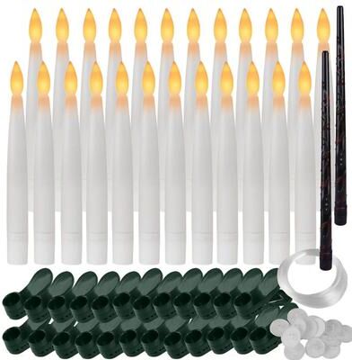 Uplift Treasures 10 Piece LED Flameless Taper Candles With Remote And Timer 24 Pcs