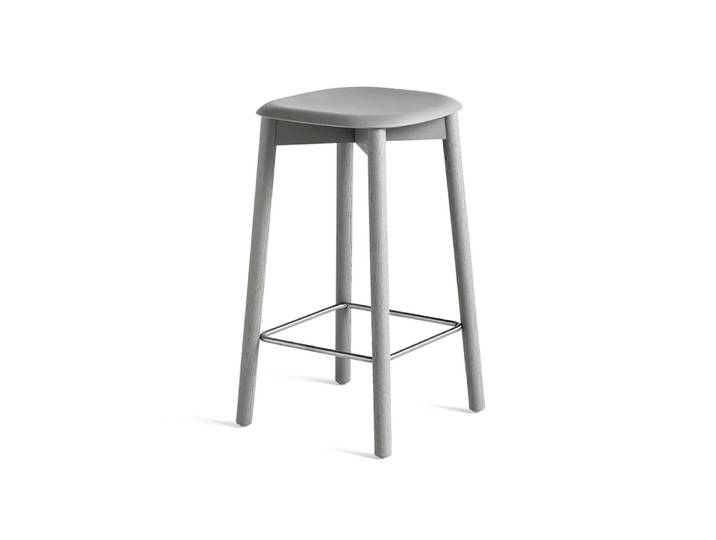 HAY Soft Edge 32 Low Barhocker Soft grey-soft grey Eichenständer