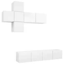 vidaXL 7-tlg. TV-Schrank-Set Weiß Holzwerkstoff