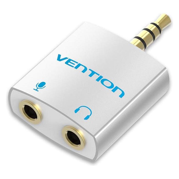 Vention Adapter audio BDBW0 4-pole 3.5mm male to 2x 3.5mm female silver 0.25m (Audio Splitter) (BDBW0)