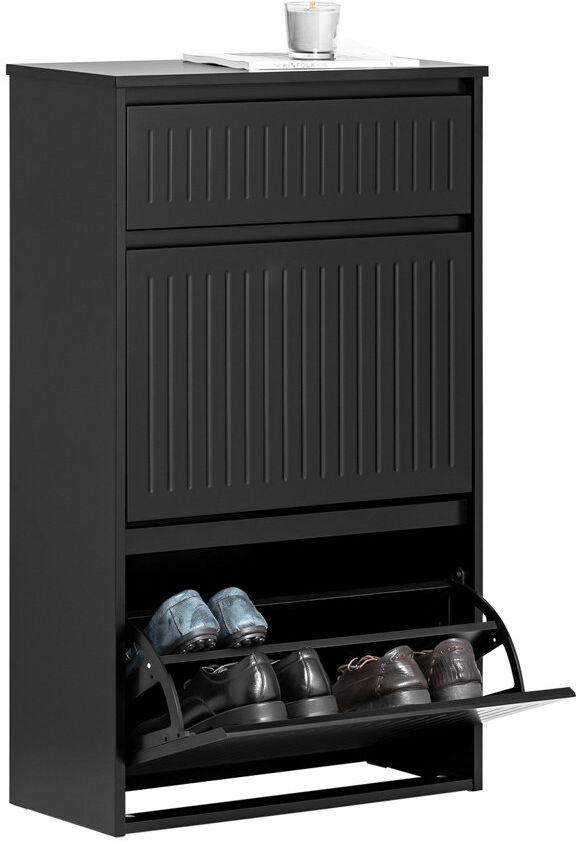 Latitude Run 6 Pair Shoe Storage Cabinet Black 6
