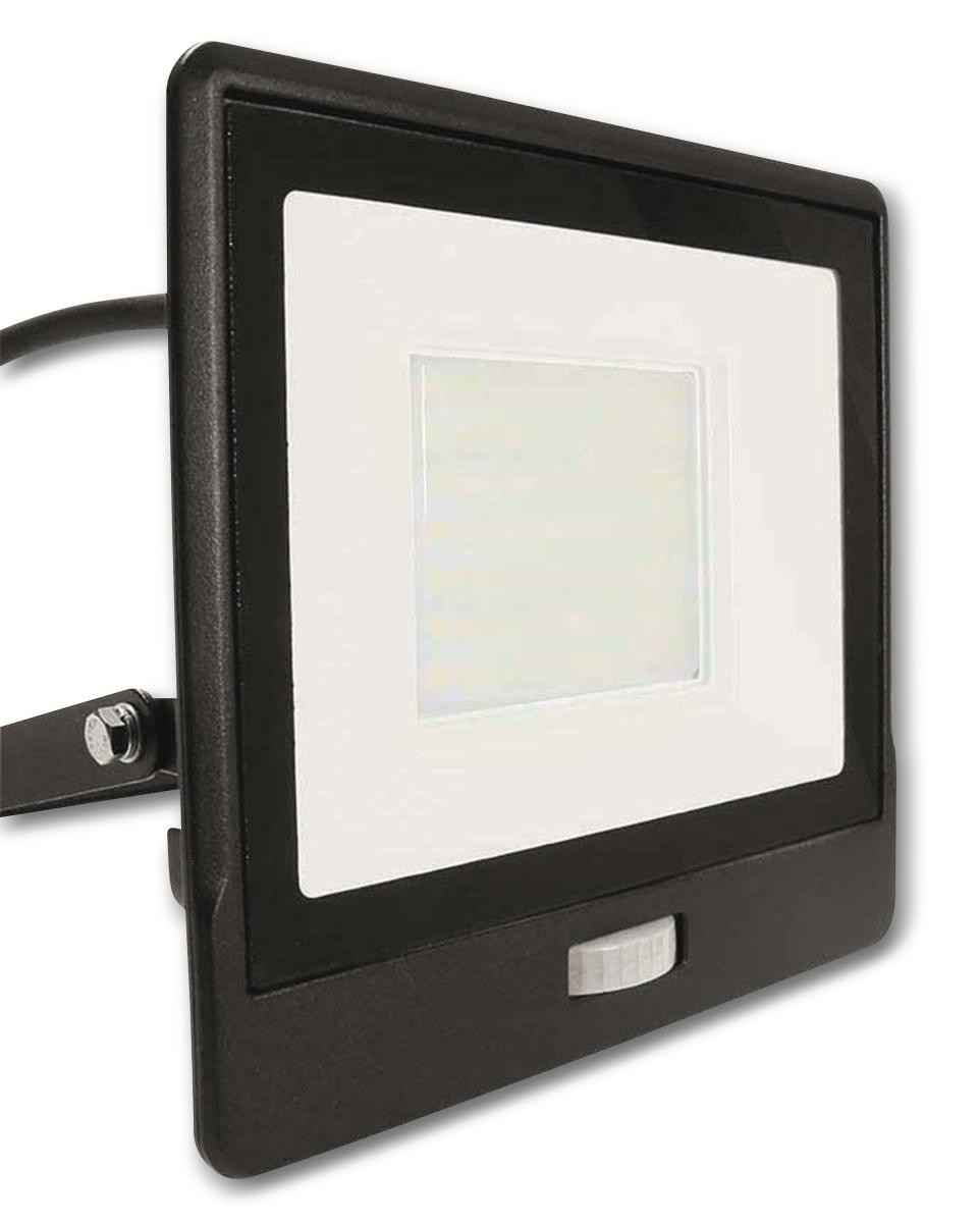 V-TAC LED-flitser met bewegingsmelder VT-158S-1, 50W, 4000 lm, 6500K, zwart