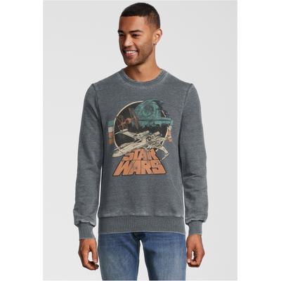 Sweatshirt RECOVERED "Star Wars Empire Strikes Back Retro X-Wing", Herren, Gr. S, grau, 60% Polyester, 40% Baumwolle, bedruckt, normal, Rundhals, Sweatshirts Sweatshirt, im zeitlosen Design