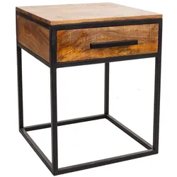 NACHTTISCH aus Metall und Holz, braun, 61x57cm